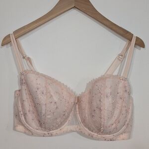Enchanted 42DD 42E Pale Pink Lace Bra Floral Detail